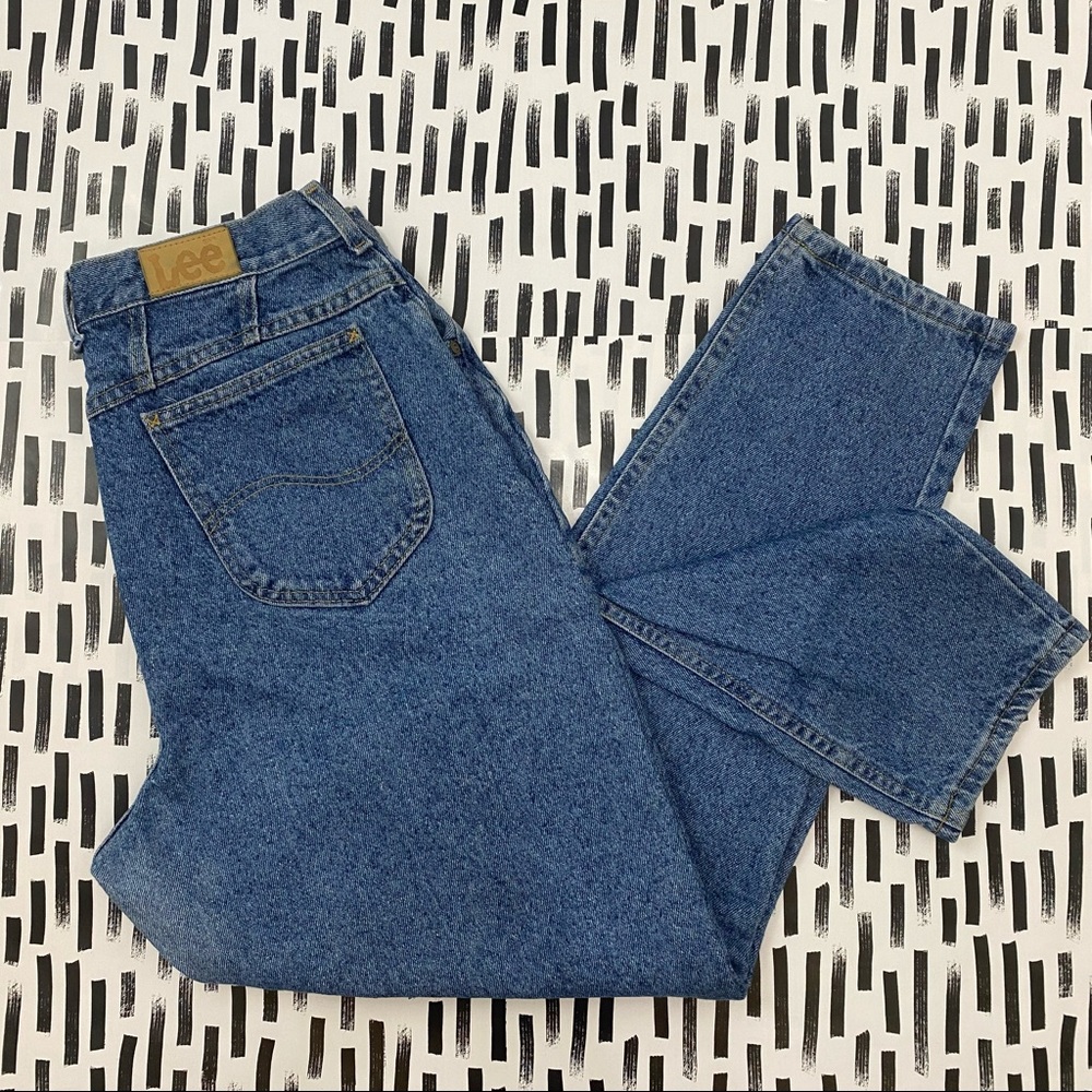 Vintage Lee Original Mom Jeans High Waist Tapered Leg Women's Size 16 Med